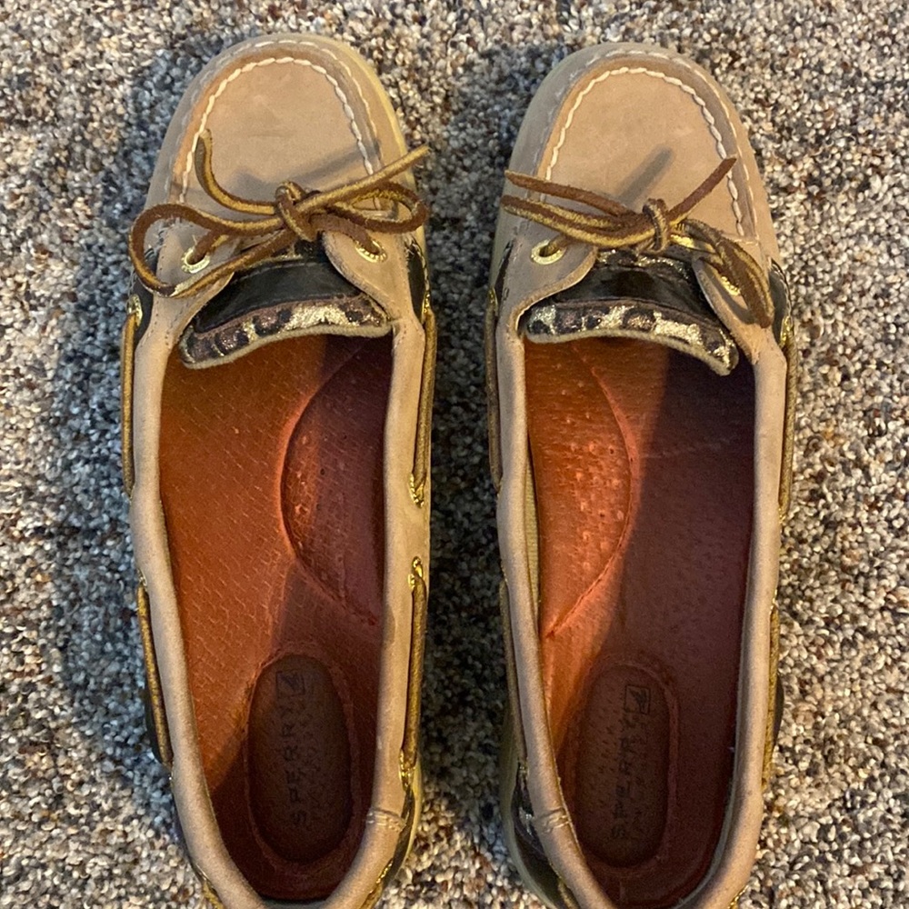 Women’s sparkle leopard print Sperry topsiders